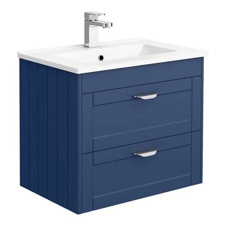 Keswick Blue Wall Hung 2-Drawer Vanity Unit + Toilet Package 2 Keswick Blue Wall Hung 2-Drawer Vanity Unit + Toilet Package - Image 2