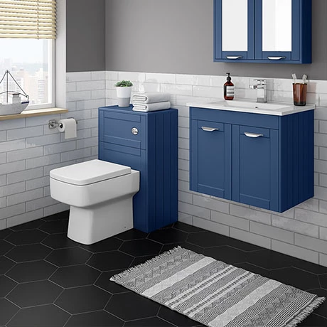 Keswick Blue Wall Hung 2-Door Vanity Unit + Toilet Package 1 Keswick Blue Wall Hung 2-Door Vanity Unit + Toilet Package