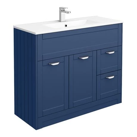 Keswick Blue 1015mm Sink Vanity Unit, Tall Boy + Toilet Package 2 Keswick Blue 1015mm Sink Vanity Unit, Tall Boy + Toilet Package - Image 2