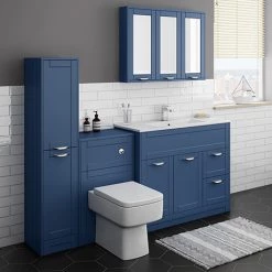 Keswick Blue 1015mm Sink Vanity Unit, Tall Boy + Toilet Package