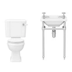 Keswick 4-Piece Traditional Cloakroom Suite - 2 Tap Hole -Bathroom Suites Sales KES CS 4PC n d2 460