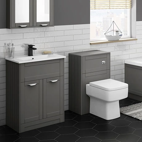 Keswick Grey 620mm Sink Vanity Unit + Toilet Package 1 Keswick Grey 620mm Sink Vanity Unit + Toilet Package