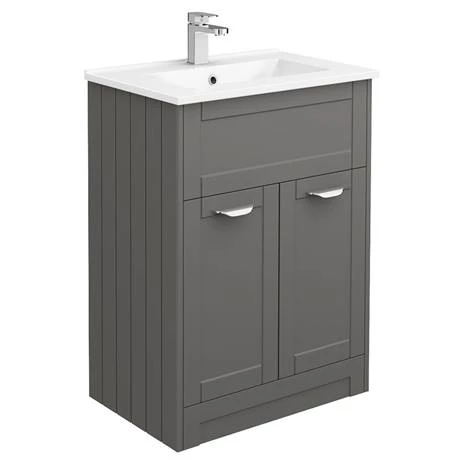 Keswick Grey Sink Vanity Unit, Storage Unit + Toilet Package 2 Keswick Grey Sink Vanity Unit, Storage Unit + Toilet Package - Image 2