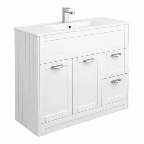 Keswick White 1015mm Sink Vanity Unit, Tall Boy + Toilet Package 2 Keswick White 1015mm Sink Vanity Unit, Tall Boy + Toilet Package - Image 2