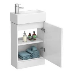 Knedlington Short Projection Toilet with 480mm Cabinet + Basin Set -Bathroom Suites Sales KNED480CAB d4 460