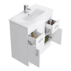 Toreno 1300mm Gloss White Vanity Unit Bathroom Suite - Depth 400/200mm -Bathroom Suites Sales MOD1300VTY001C d1 460