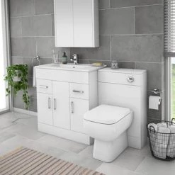 Toreno 1300mm Gloss White Vanity Unit Bathroom Suite - Depth 400/200mm -Bathroom Suites Sales MOD1300 n d1 460
