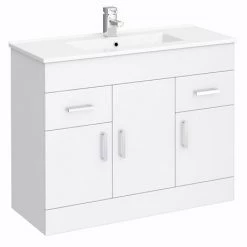 Toreno 1500mm Gloss White Vanity Unit Bathroom Suite - Depth 400/200mm -Bathroom Suites Sales MOD1500 d2 460