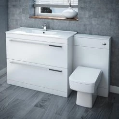 Nova High Gloss White Vanity Bathroom Suite - W1500 x D400/200mm