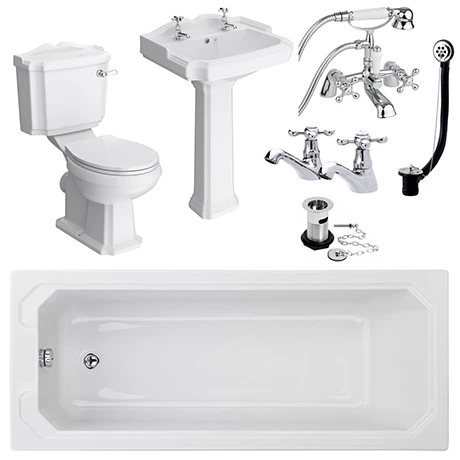 Oxford Complete Traditional Bathroom Package (1700 x 700mm) 1 Oxford Complete Traditional Bathroom Package (1700 x 700mm)