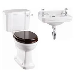 Burlington Cloakroom Slimline Toilet + Edwardian Wall Mounted 2TH Basin