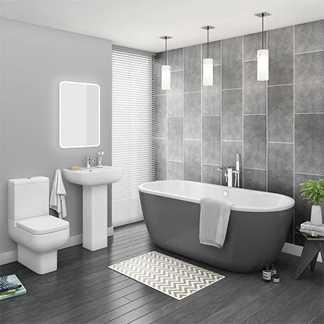 Pro 600 Grey Modern Free Standing Bath Suite 1 Pro 600 Grey Modern Free Standing Bath Suite