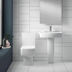 Bliss 4 Piece Bathroom Suite - CC Toilet & 1TH Basin with Pedestal - 2 x Basin Size and Seat Options -Bathroom Suites Sales PREM BLISS 4P d4 460