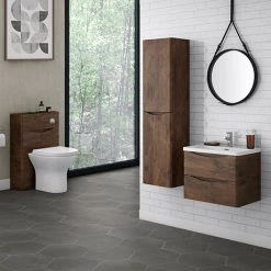 Monza Chestnut Wall Hung Bathroom Furniture Package