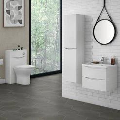 Monza White Ash Wall Hung Bathroom Furniture Package