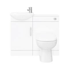 Sienna W920 x D200mm High Gloss White Vanity Unit Cloakroom Suite + D-shaped pan -Bathroom Suites Sales SIE001 VTY d1 460