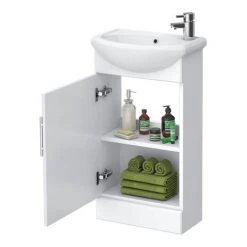 Sienna W920 x D200mm High Gloss White Vanity Unit Cloakroom Suite + D-shaped pan -Bathroom Suites Sales SIE001 VTY d3 460