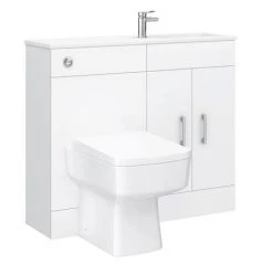 Valencia Slimline Combination Basin & Toilet Unit - White Gloss - (1000 x 305mm) -Bathroom Suites Sales SLFP N D4 460
