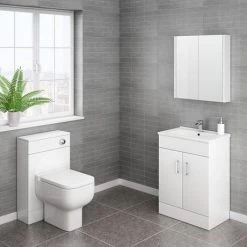Toreno Cloakroom Suite inc. Pro 600 Toilet (White Gloss) -Bathroom Suites Sales TCSP600 n d6 460