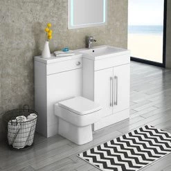 Valencia 1100mm Bathroom Combination Suite Unit with Basin + Square Toilet