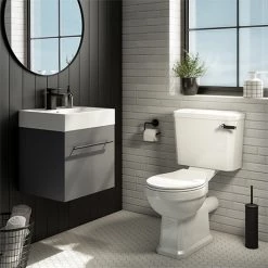Valencia Cloakroom Suite (Gloss Grey Vanity with Matt Black Handle + Toilet)