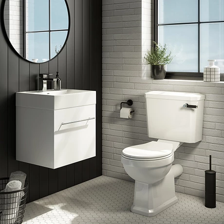 Valencia Cloakroom Suite (Gloss White Vanity with Polished Chrome Handle + Toilet) 1 Valencia Cloakroom Suite (Gloss White Vanity with Polished Chrome Handle + Toilet)
