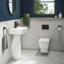 Valencia Cloakroom Suite (incl. Matt Black Flush + Concealed Cistern Frame)