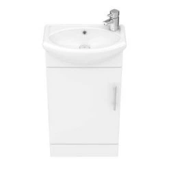 Venice Gloss White Vanity Unit Cloakroom Suite w. Chrome Handle -Bathroom Suites Sales VEN2CH d2 460