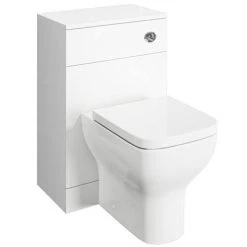 Venice 665mm Gloss White Vanity Unit with Brushed Brass Handles + Toilet Package -Bathroom Suites Sales VN65BBWCPK d2 460