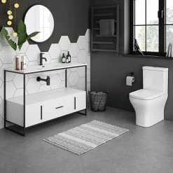 Venice 1200 Black Frame Basin Washstand with Toilet
