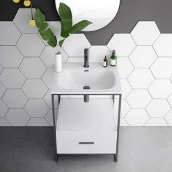 Venice 600 Black Frame Basin Washstand with Toilet -Bathroom Suites Sales VWS6BS n d3 460