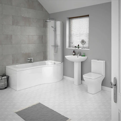 Venice P-Shaped Modern Shower Bath Suite 1 Venice P-Shaped Modern Shower Bath Suite