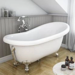 Winchester Traditional Free Standing Roll Top Slipper Bathroom Suite (1550mm) -Bathroom Suites Sales WIN 1550 SLIPPER SUITE d2 460