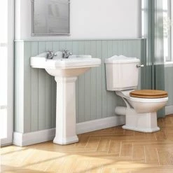 Winchester 2TH Traditional Bathroom Suite (incl. Basin Taps + Luxury Cistern Lever) -Bathroom Suites Sales WIN 5PC 2TH n d1 460